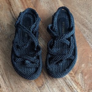 Black Rope Sandals Summer Vacation 36 5.5/6